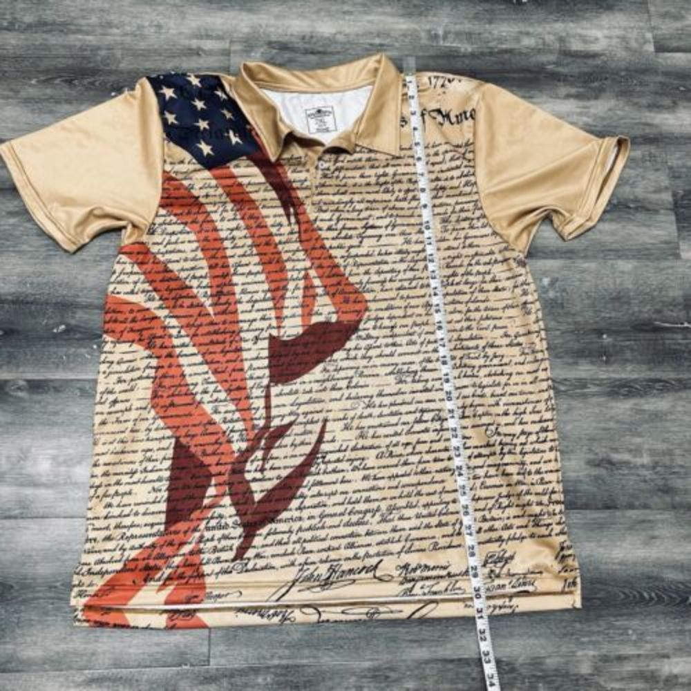Declaration Of Independence All Over Print Polo Shirt Sz XL Medals Of‎ America - Picture 7 of 9